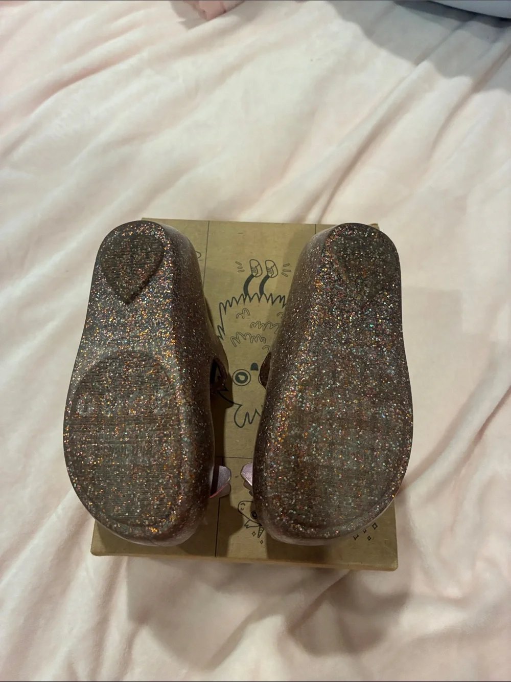 Mini Melissa Glitter Mary Janes with Pink Butterfly Accents